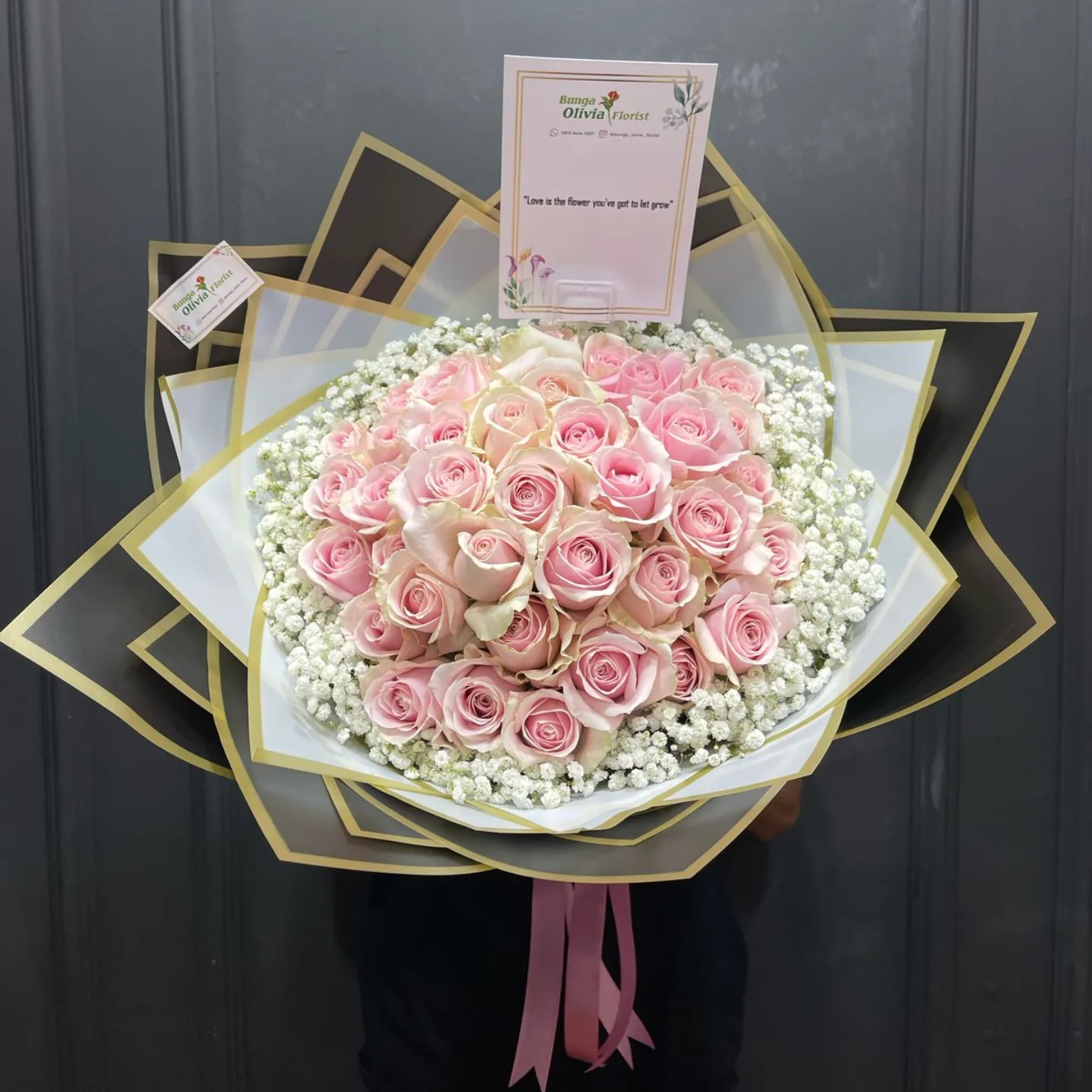 Buket Bulat Bunga Mawar Cantik - Buket Bulat Premium WinnerFleur Jakarta