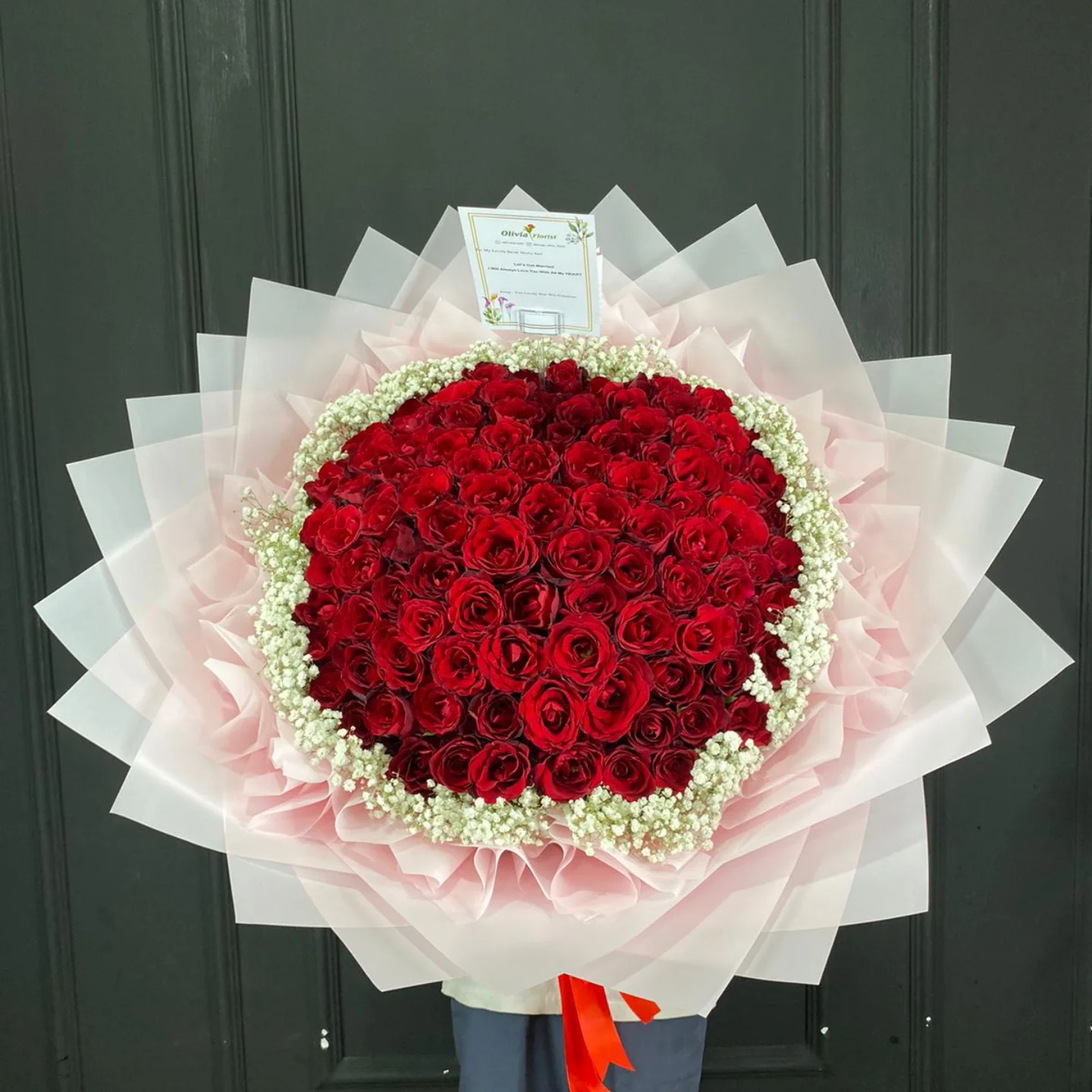 Buket Bulat Bunga Mawar Pink - Buket Bulat Premium WinnerFleur Jakarta