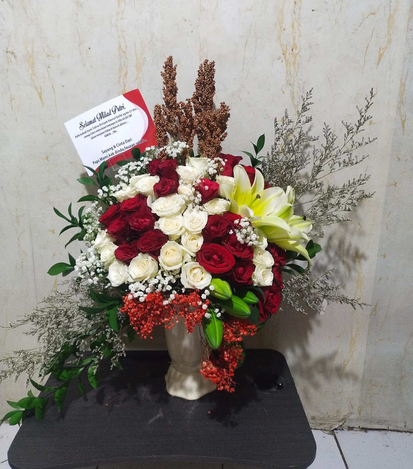 Bunga Meja Lily Putih - Bunga Meja Dekorasi Premium WinnerFleur Tangerang