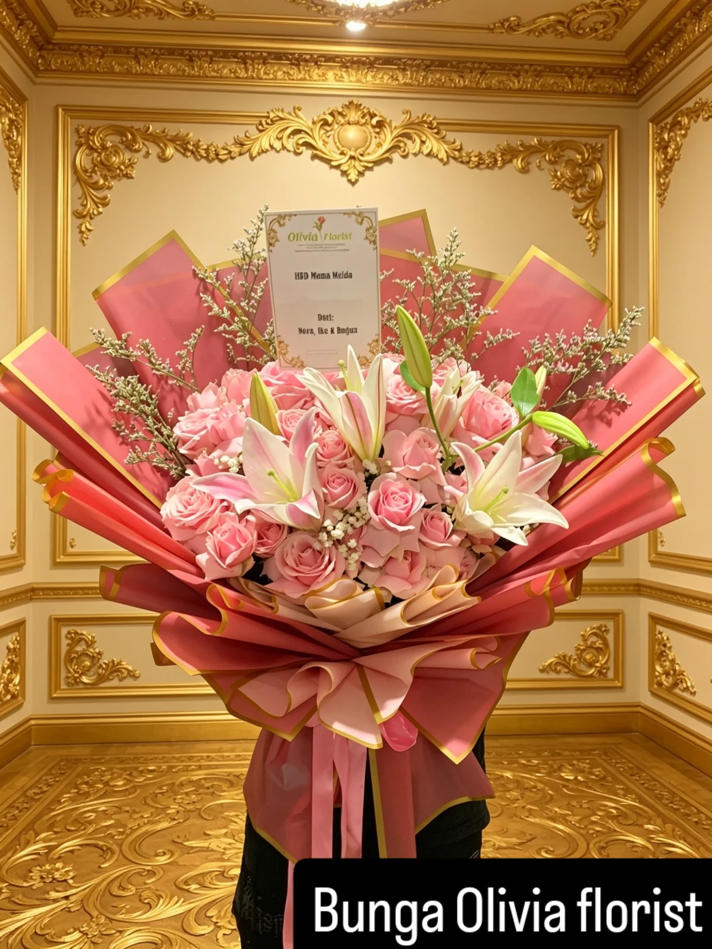 Buket Bunga Mawar Besar Premium - Hand Bouquet Spesial