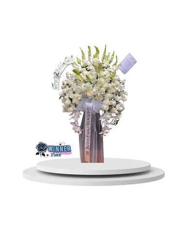 Standing Flower Bunga Putih Elegan - Standing Flower Premium WinnerFleur Jakarta