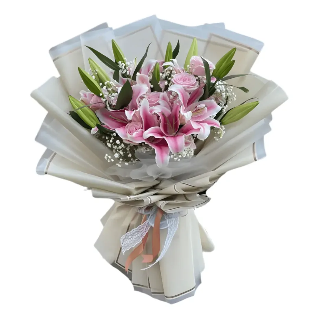 Buket Anniversary Lily Pink Abu-Krem