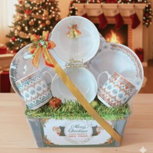 Parcel Natal Tea Set Gold Merry Christmas Happy New Year WinnerFleur